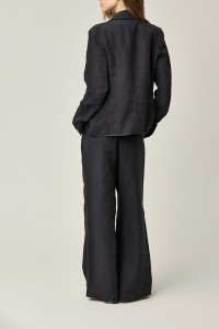 KRISTENSEN DU NORD linen wide pants in black