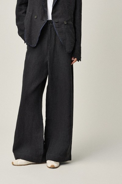 KRISTENSEN DU NORD linen wide pants in black