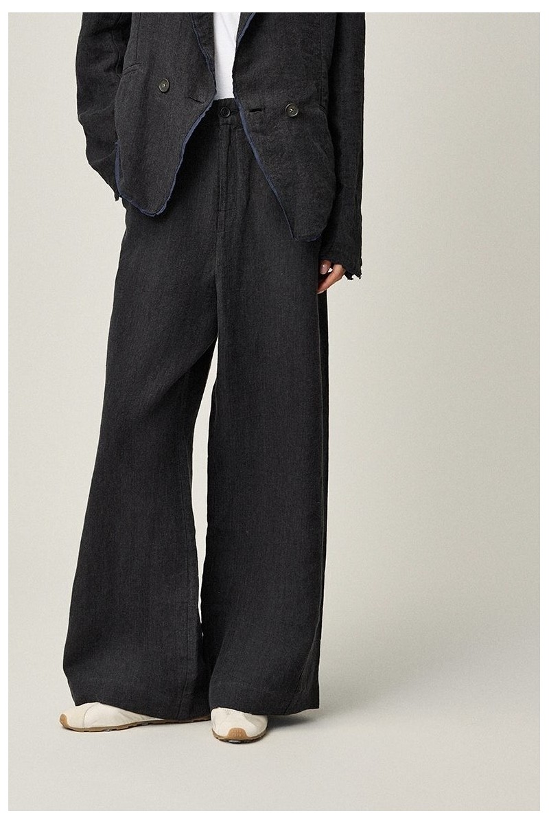 KRISTENSEN DU NORD linen wide pants in black