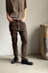 KRISTENSEN DU NORD straight suede leather pants in safari color