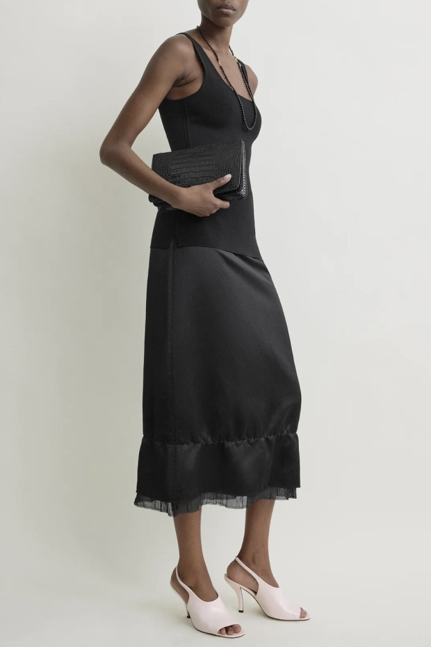 TOTEME Layered satin skirt black