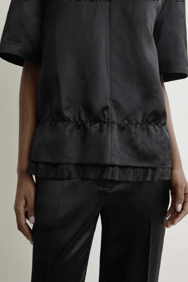 TOTEME V-neck satin pullover black