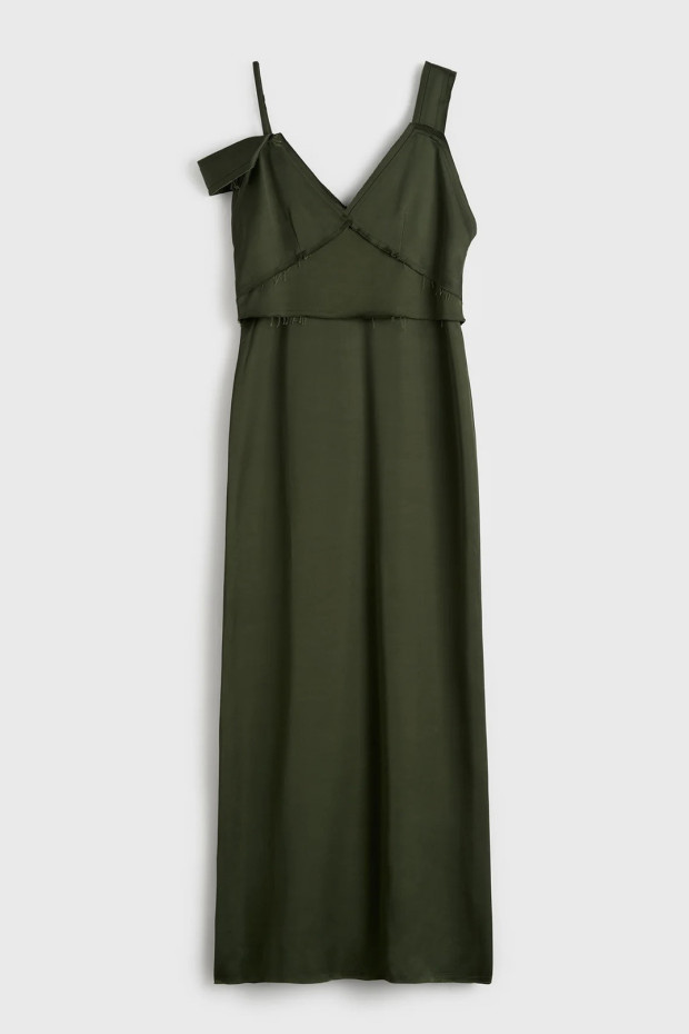 TOTEME V-neck slip dress bottle green