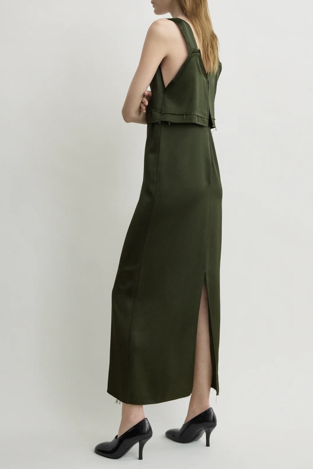 TOTEME V-neck slip dress bottle green