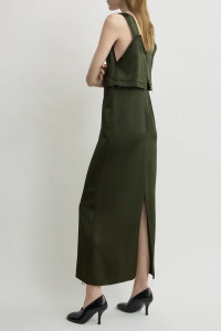 TOTEME V-neck slip dress bottle green