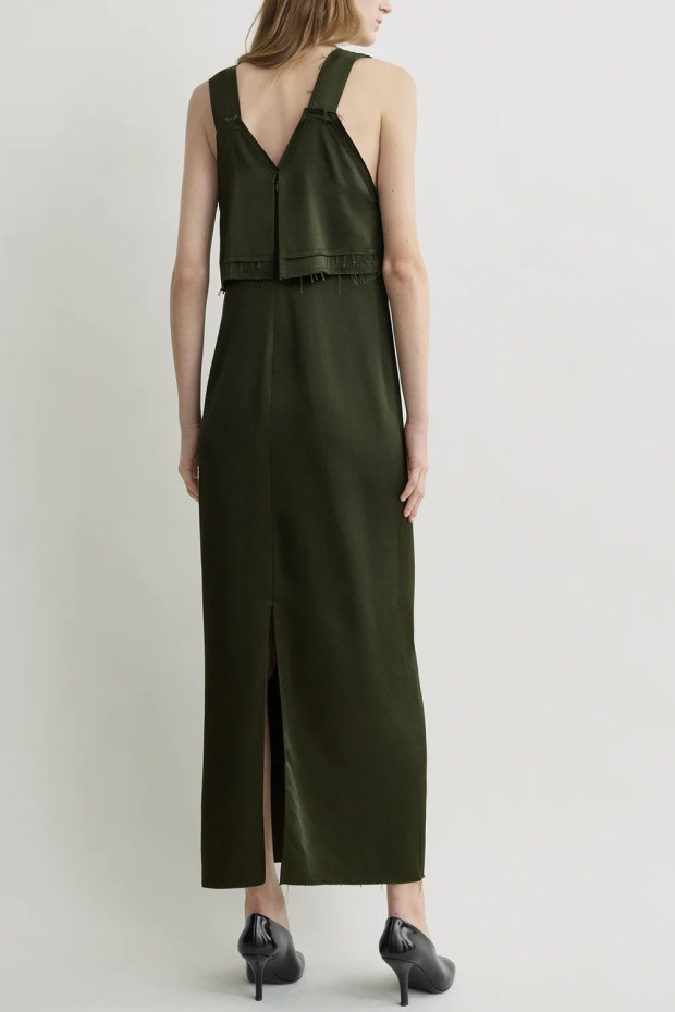 TOTEME V-neck slip dress bottle green