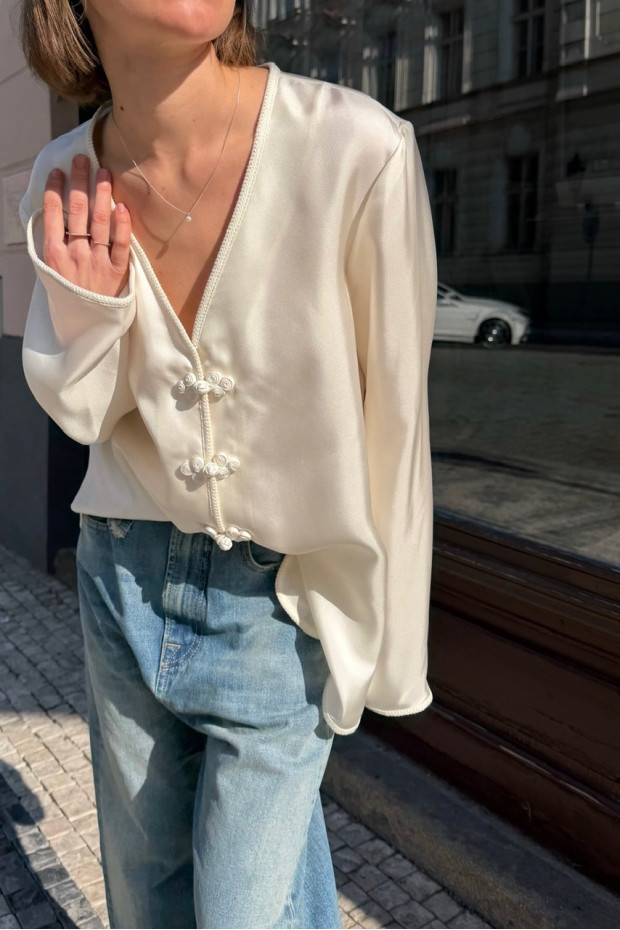 RÓHE off white silk top