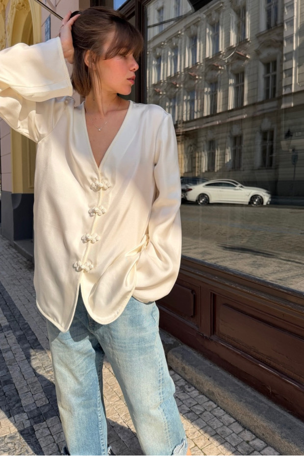 RÓHE off white silk top