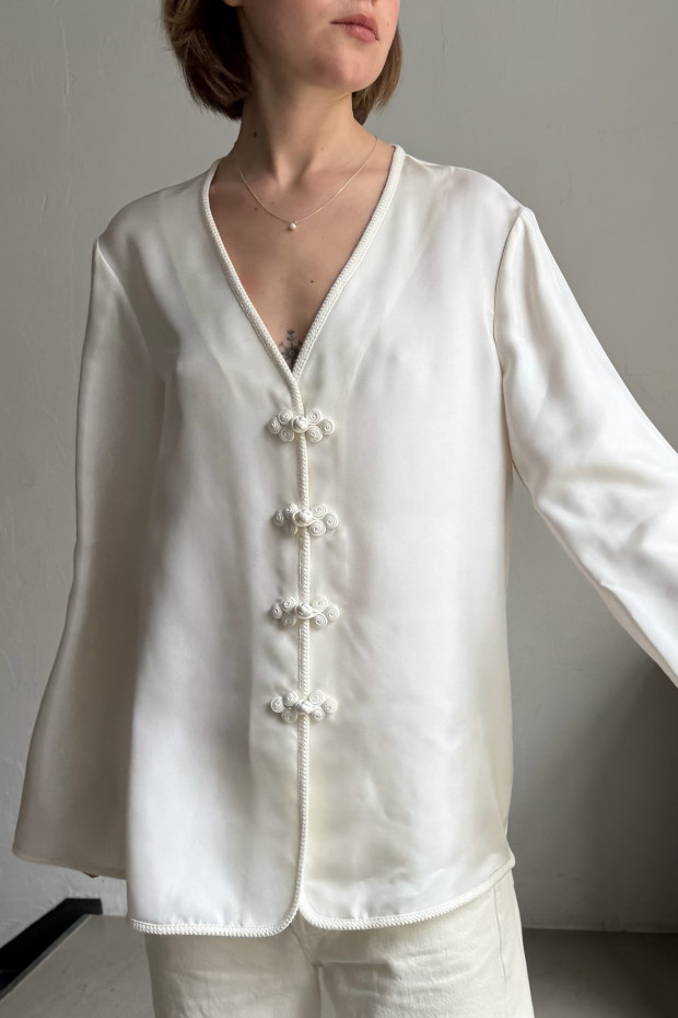 RÓHE off white silk top