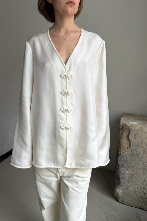 RÓHE off white silk top