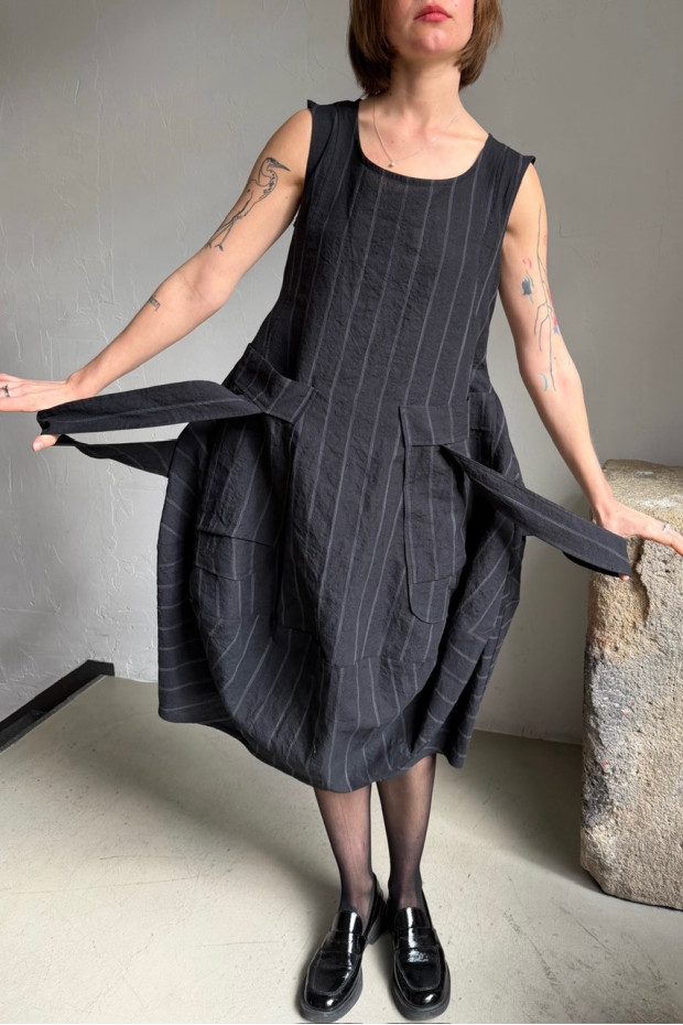 RUNDHOLZ striped sleevelessdress in washed black