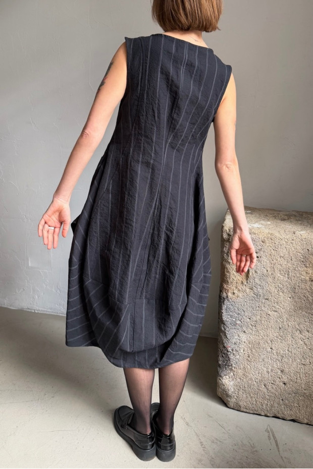 RUNDHOLZ striped sleevelessdress in washed black