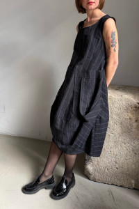 RUNDHOLZ striped sleevelessdress in washed black