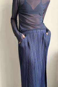 ISSEY MIYAKE PLEATS PLEASE modrá sukně s kapsami