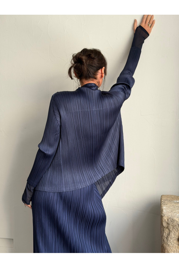 ISSEY MIYAKE PLEATS PLEASE tmavěmodrý top