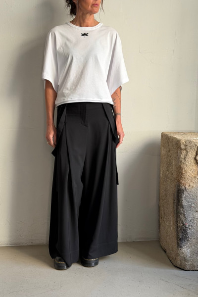 ISABEL BENENATO black highwaist pants with suspenders