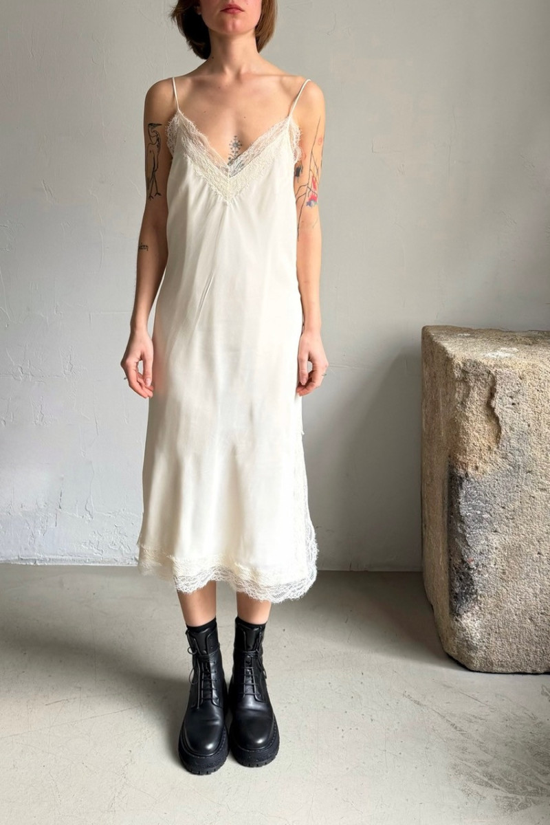 RÓHE lace slip dress in off-white