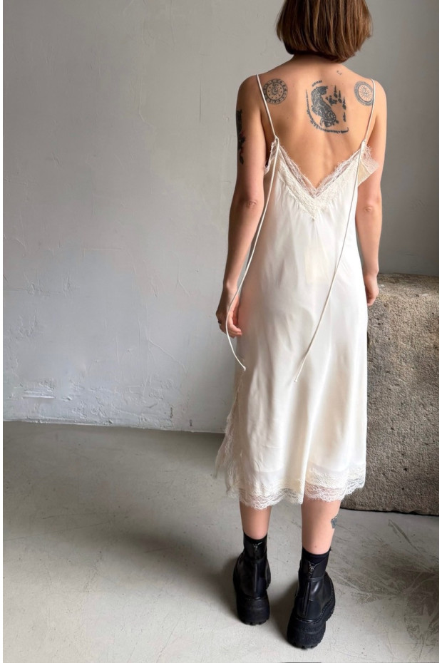 RÓHE lace slip dress in off-white