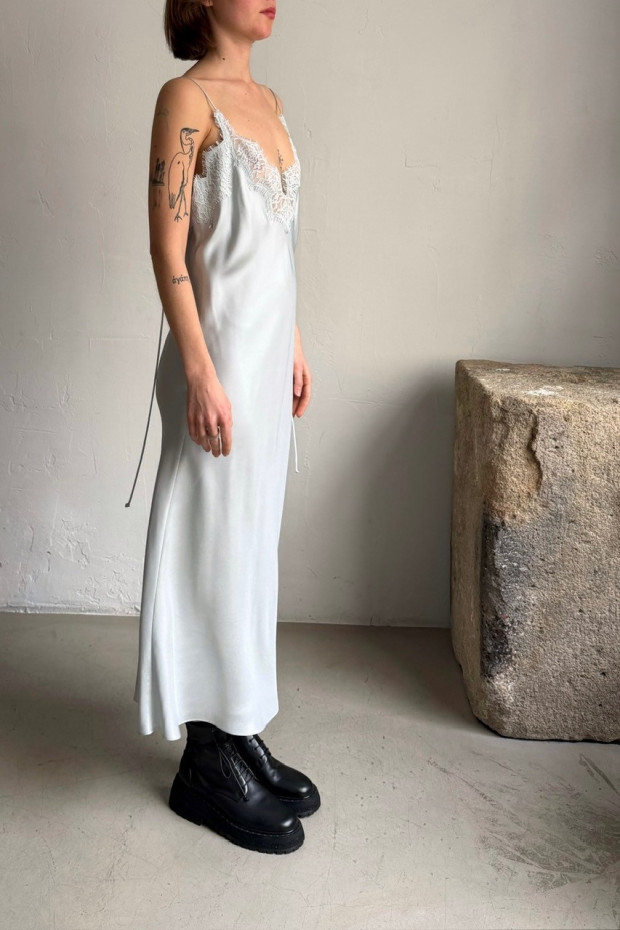 RÓHE lace slip dress in light blue