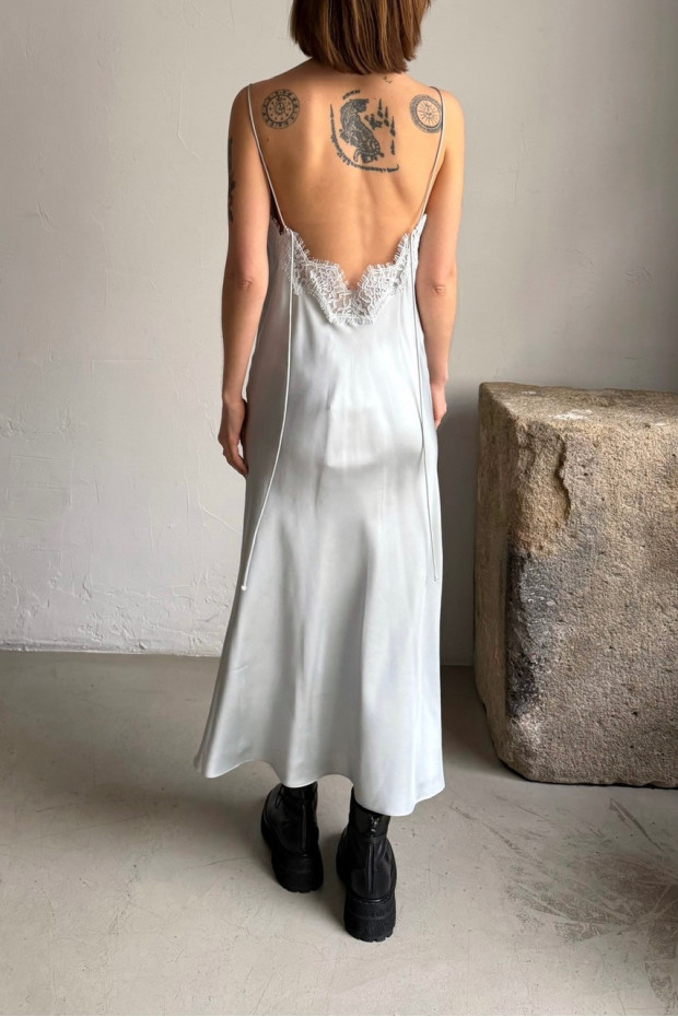 RÓHE lace slip dress in light blue