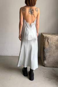 RÓHE lace slip dress in light blue