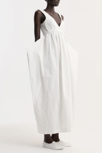 RÓHE sculptural textured cotton dress in off white