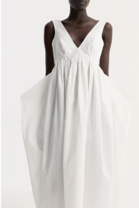 RÓHE sculptural textured cotton dress in off white