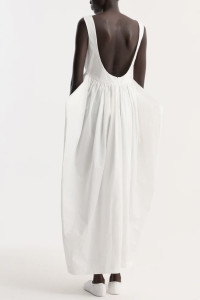 RÓHE sculptural textured cotton dress in off white