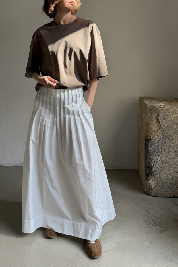 RÓHE pleated poplin maxi skirt optic white