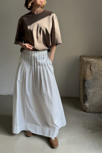 RÓHE pleated poplin maxi skirt optic white