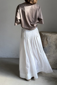 RÓHE pleated poplin maxi skirt optic white