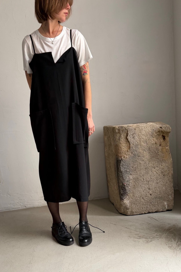 RUNDHOLZ black strapless dress made of light wool