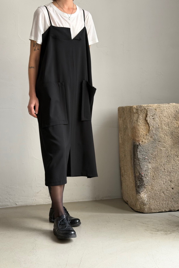 RUNDHOLZ black strapless dress made of light wool