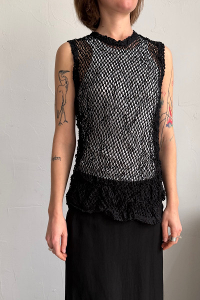 COMME DES GARCONS black perforated tank top