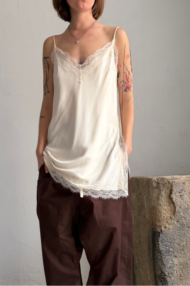 RÓHE lace slip dress in off-white