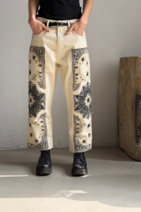 R13 X-boyfriend jeans s bandana aplikací