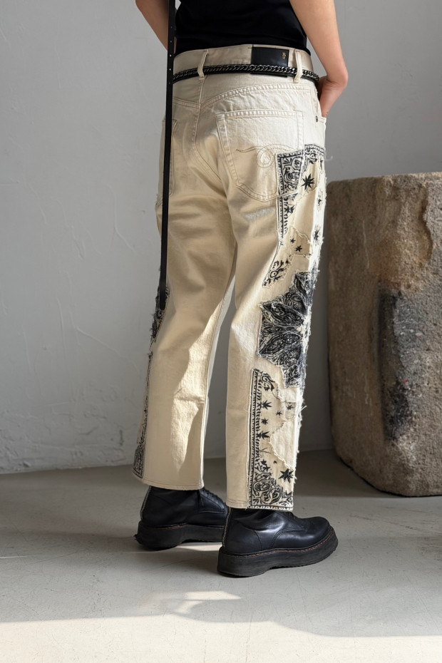 R13 X-boyfriend jeans s bandana aplikací