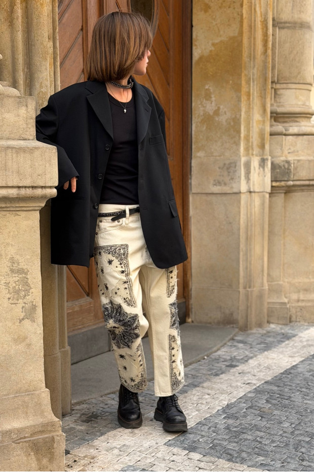 R13 X-boyfriend jeans s bandana aplikací