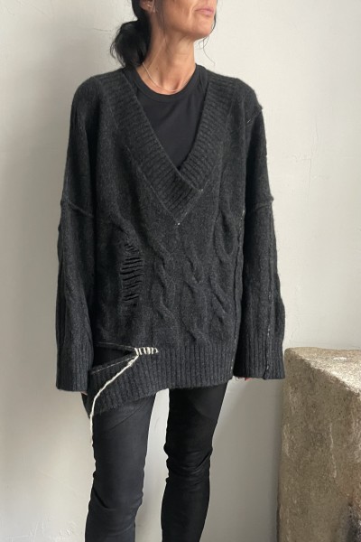 Isabel Benenato wool sweater graphite