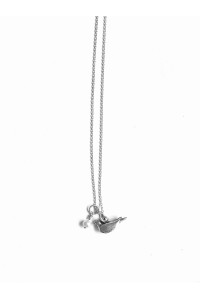 Silver necklace with bird pendant and pearl